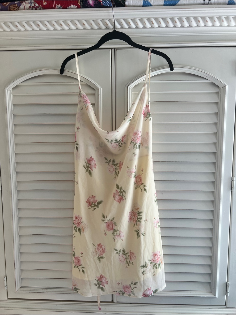 Princess Polly Cream Floral Slip Dress with Pink Roses